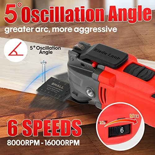 SHALL Outil oscillant 500 W multifonction | Puissant, Flexible et Multifonctionnel pour Professionnels | Avec Poignée Au
