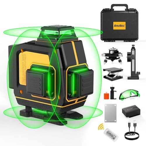 SAVSEC Laser Niveau 360° SAVSEC Laser Chantier 4D 16 Lignes Laser, Luminosité Réglable, Télécommande, Batterie Rechargea