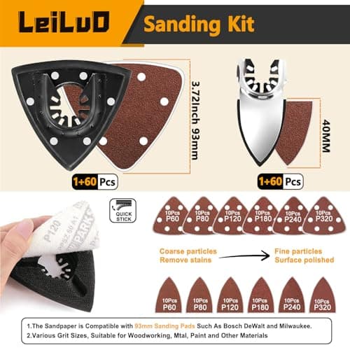 LEILUO Ensemble de 116 lames de scie multi-outils accessoires universels pour outils oscillants avec sac de rangement co
