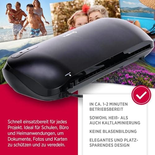 Olympia A230 Plus Set 4 en 1 Plastifieuse Noir - Élégant Design, Polyvalence, Hautement Fonctionnel - Idéal pour Maison
