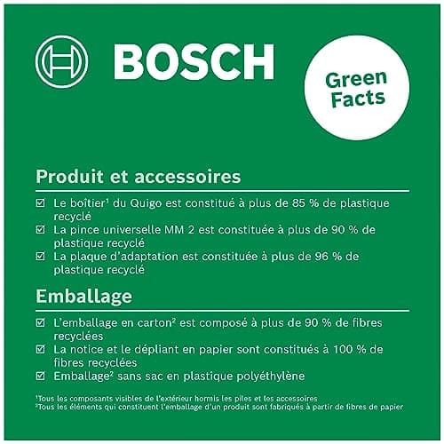 Bosch laser lignes Quigo avec pince universelle MM 2 pour travailleur professionnel en construction facilement portable