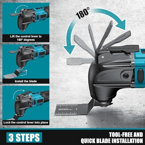 Outil Multifonction Oscillant Makita 18V Batterie Sans Fil, 6 Vitesses Variables, 23 Accessoires pour Découpage Grattage