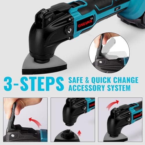 ONEVAN outil multifonction sans fil + scie oscillante avec 2 batteries de 1,5 Ah + angle d'oscillation de 4°