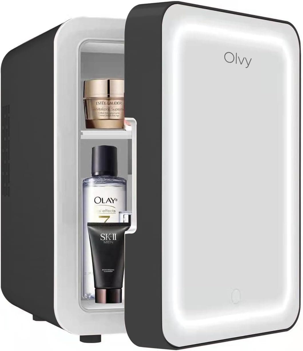 Réfrigérateur Cosmétique Olvy 4 L, Mini Frigo Portable, Petit Réfrigérateur avec Miroir LED, Soins de la Peau, Noir