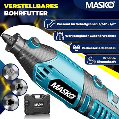 MASKO® outil multifonction puissant 200 W avec vitessevariable 10 000 à 40 000 tr/min Outil rotatif Mandrin à serrage ra
