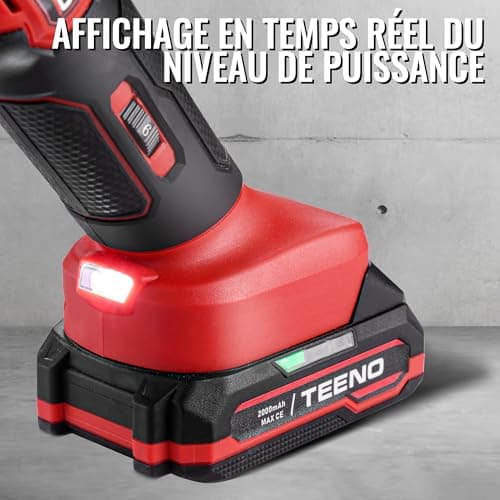 TEENO outil multifonction oscillant sans fil 20V, brushless, 6 vitesses variables, chargeur included, angle oscillant 4°