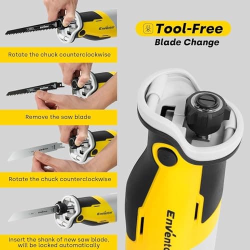 ENVENTOR Scie Sabre Sans Fil 20V Brushless Idéal pour Professionnels et Bricoleurs - Coupe Bois Métal Plastique Branches