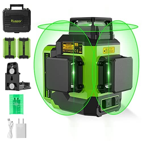 Niveau Laser Huepar 4x360 Auto-nivelant Lazer Vert avec Mode Impulsion et 2 Batteries Li-ion — Ls03cg