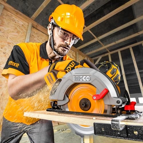 INGCO Scie Circulaire Sans Fil 20V Moteur Sans Balais Profondeur de Coupe Maximale 65 mm 1 Batterie 5,0 Ah 1 Chargeur