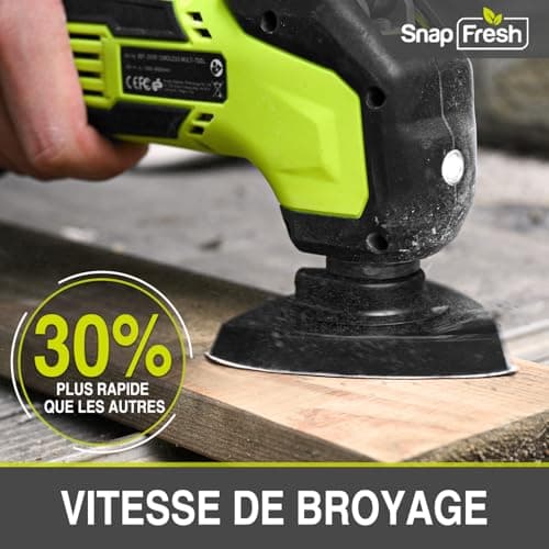 SnapFresh Multifonction sans fil 20V Multitool Multi-cutter Scie Oscillante avec 6 Vitesses 5000-18000 OPM, angle d'osci