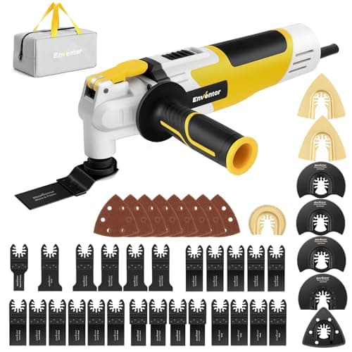 Outil Multifonction ENVENTOR Oscillant 300W | 6 Vitesses | 15000-22000RPM | 3° Angle Oscillant | 28 Pièces | Coupe, Ponç — Outils Oscillants 280W