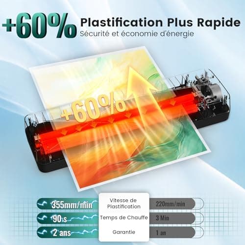 Plastifieuse A3 5-en-1 Thermique et à Froid Plastifier Machines avec Pochettes pour Bureau Maison École