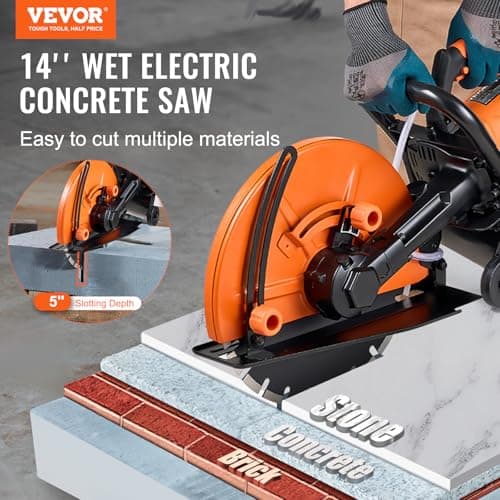 VEVOR Scie à béton électrique puissance élevée 2800 W pour professionnels en construction profondeur de coupe 127 mm sci