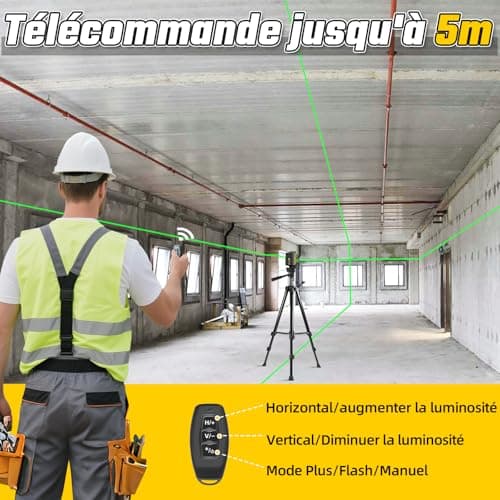 Lazer Niveaux 4D 16 Lignes Laser Autonivelant 360°, Batterie 4800mah, Nivellement Automatique Télécommande