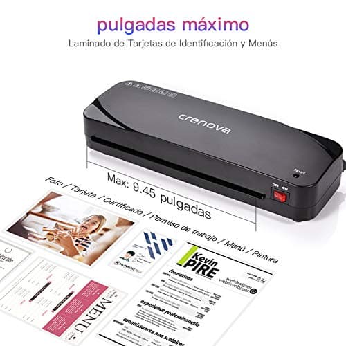 Plastifieuse Crenova A4 Noir | Préchauffage rapide |Modes à chaud et froid | Idéale pour l'école et le bureau | 10 poche