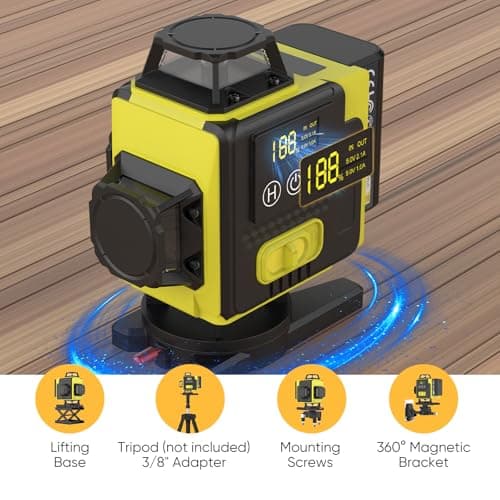 Niveau laser autonivelant 360° 4d 16 lignes laser X 4, batterie extérieure, télécommande, trépied