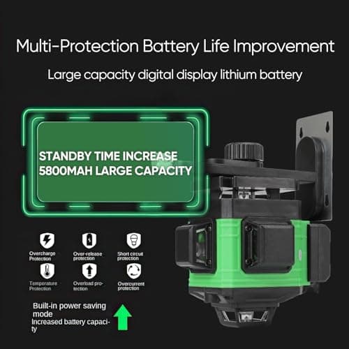 Niveau Laser Autonivelant Lazer Niveaux Vert 4 x 360° IP54 Waterproof (2 x 2600 mAh Batteries) Bosch Telecommande Trépie