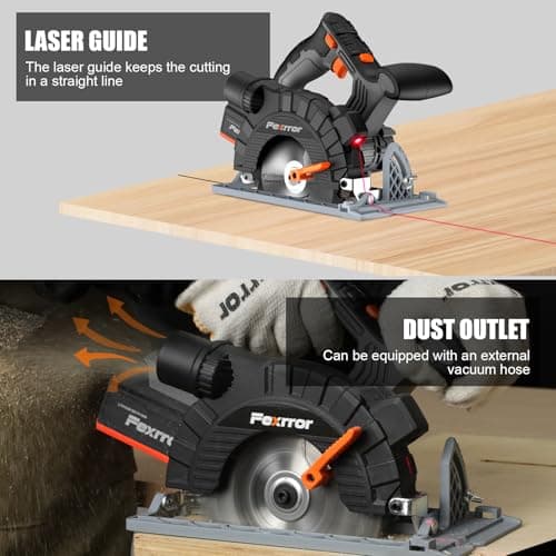 Scie circulaire sans fil 20V Black+Decker, batteries 4,0 Ah et chargeur inclus, guide laser, lame 150mm, coupe max 50mm