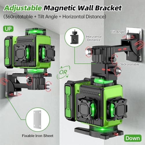 Niveau Laser Niveautech 4D 16 Lignes 360° Chantier Batterie 5000mAh Affichage LED App Télécommande Étanche IP54