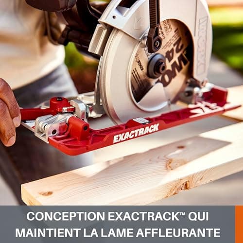WORX Scie Circulaire Sans Fil 20V Tous Type de Coupes Avec Adaptateur Aspiration et Lame Bois Système ExacTrack ⌀ Max 55