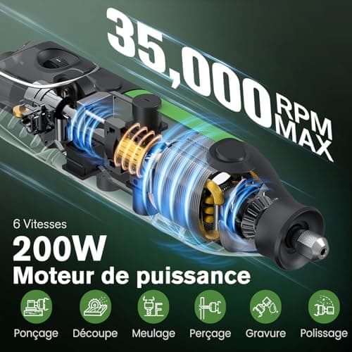 Ginour Outil Rotatif Multifonction 200W pour Professionnels avec 135 Accessoircis et 6 Vitesses Variables | GesgetVar-Ro
