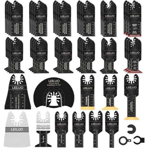 LEILUO Kit d'accessoires oscillant multitool 155 pièces Pour bricoleurs et professionnels Compatible avec DeWalt Dremel — 55Pcs