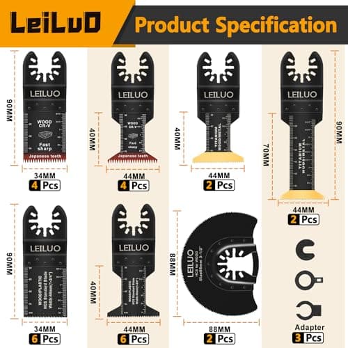 Ensemble de 29 lames LEILUO pour scie multi-outils, compatible avec Einhell, Makita, DTM51Z, Dremel et Parkside - parfai