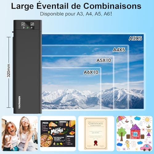 Plastifieuse Plastifieuse A3 A4 A5 A6 Plus de Tracas, Tout en Un Mode Chaud/Froid 30 Feuilles Multi Format Massicot Perf