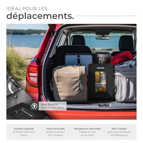 TecTake® Mini frigo de voiture, Refroidissement et chauffage, idéal pour le camping