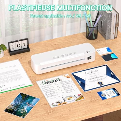 Plastifieuse A4 Thermique 15 Pochettes 70-100 Microns Photo Document Bureau École Maison Restaurant