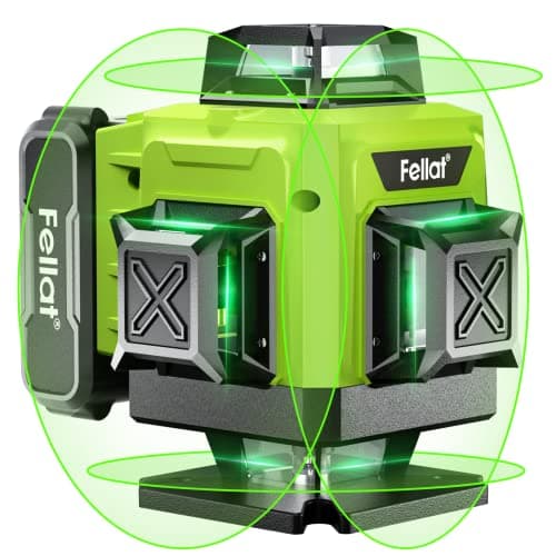 Laser Niveau Vert Autonivelant 4D 16 Lignes Avec 2 Batteries Rechargeables 4800mAh, Télécommande, Support Rotatif et Bas