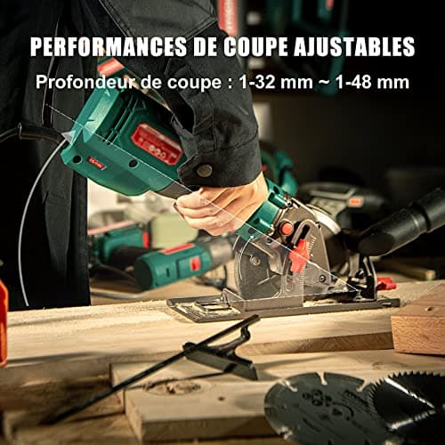 HYCHIKA Scie Circulaire 750W 3500RPM Idéal pour Couper du Bois, Carrelage et Métal Mou