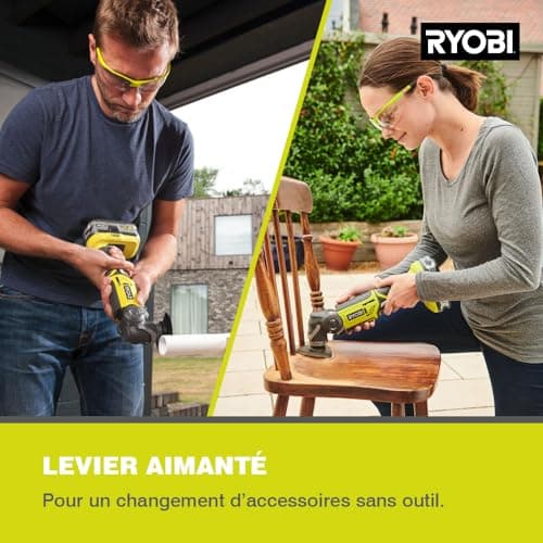 Outil Multifonction Oscillant RYOBI 18V ONE+ - Système Fixation Rapide, Variateur Vitesse - Idéal pour Professionnels -