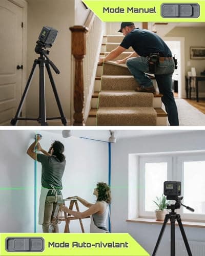 LASGOO Mini niveau laser vert automatique, conception compacte idéale pour les travaux de construction et d'installation