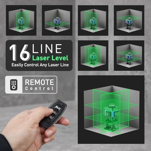 Laser Chantier Autonivelant 4d 16 Lignes Niveau Laser 360° Mode Impulsion Étanchéité IP54 pour Construction Télécommande