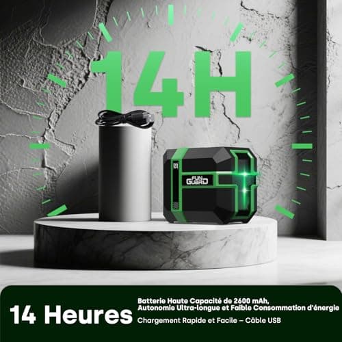 Niveau laser 360 autonivelant Vert DIY USB Chargement 50M Mode ImpulsionIP54 pour les chantiers