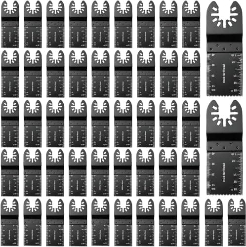 Lot de 50 lames de scie oscillante professionnelles universelles en noir, larges 35 mm, natives pour bois avec dégagemen
