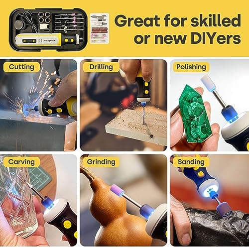 ENVENTOR Outil Rotatif Sans Fil 8V, 5 Vitesse Variable, 80 Accessoires, 5000-28000 RPM, USB Chargeable, Mini Outil pour