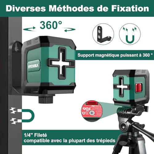 HYCHIKA Niveau Laser 15M Autonivelant, Niveaux Laser Vert avec 3 Niveaux de Luminosité Réglables pour Décoration de Mais