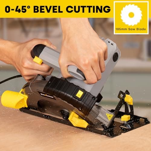ENVENTOR 1650W Scie Circulaire Puissante, 5500RPM Électrique, Moteur Filaire, Coupe Précise Bois et PVC, pour Profession