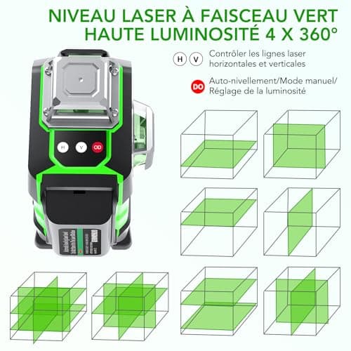 Laser FELLAT Autonivelant 4D 16 Lignes pourChantier avec Base de Levage et Batterie Réchargeable