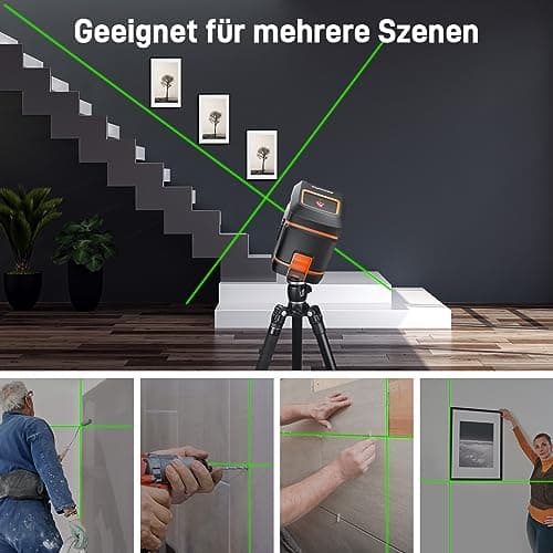 Niveau laser auto-nivelant 100 pieds avec lignes croisées vertes et mode manuel pour suspension d'images et construction