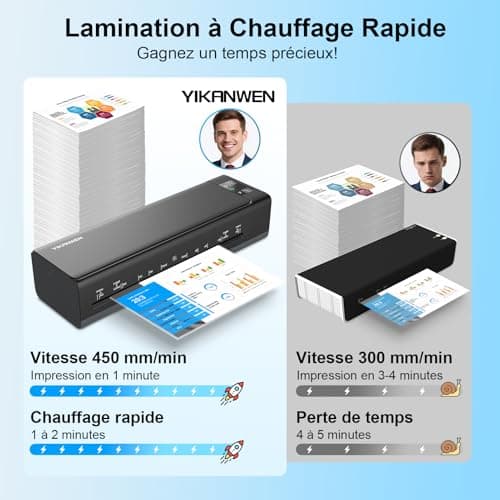 Plastifieuse Plastifieuse A3 A4 A5 A6 Plus de Tracas, Tout en Un Mode Chaud/Froid 30 Feuilles Multi Format Massicot Perf