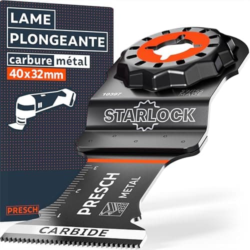 Presch Lame Scie Oscillante Bois et Métal 25x10mm - Dents BI pointues & forme coudée pour résultats précis - Lame Outil — Métal 40x32mm