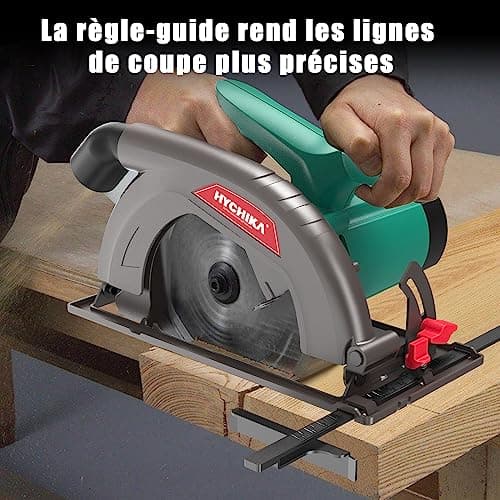 HYCHIKA Scie Circulaire Électrique, Haute Puissance pour Bois et Plastique, Profondeur de coupe jusqu'à 65 mm et 45 mm,