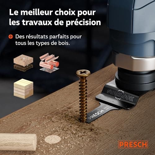 Presch Lame Scie Oscillante Bois et Métal 25x10mm - Dents BI pointues & forme coudée pour résultats précis - Lame Outil