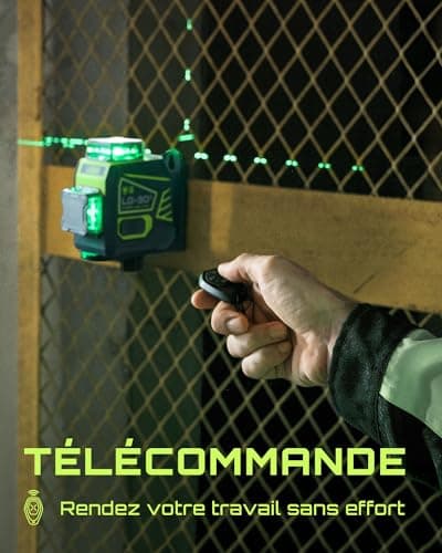 LasGoo Niveau Laser 3x360° Auto-nivelant - Construction - Professionnels - Bâtiment et Réparation - Éclairage Vert Crois