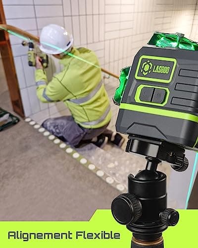LasGoo Niveau Laser Auto-Nivelant 360°x3 - Batteries Rechargeables - Idéal pour la Construction et les Professionnels -