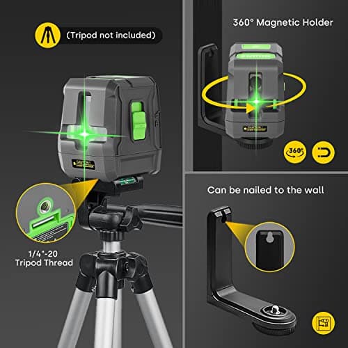 ENVENTOR Niveau Laser Vert 25M Modes Manuel et Autonivelant Modes Manuel et Autonivelant 360° Laser Rotatif avec Support