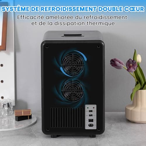 Enventor Mini Frigo 15 Litres, Petit Frigo Portable pour Cosmétiques, Bureau et Voiture